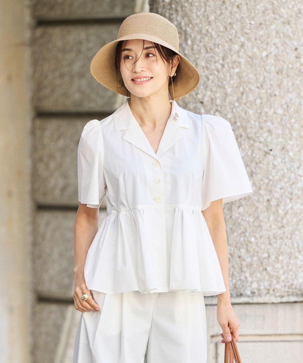 #Newans 【セレモニーにも】オープンカラーペプラムブラウス 