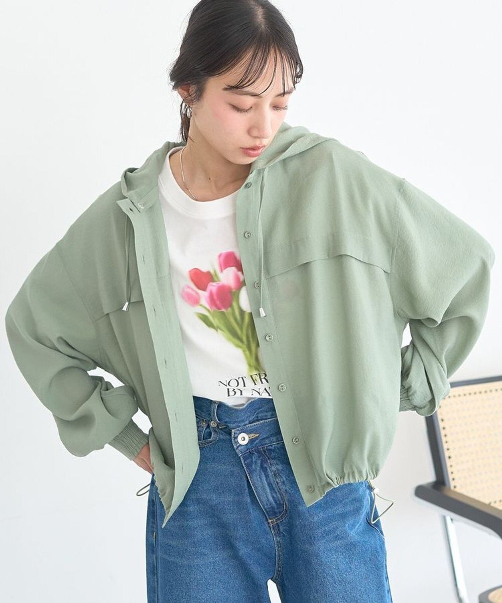 earth music&ecology 【フード取り外し可】シアーシャツブルゾン 