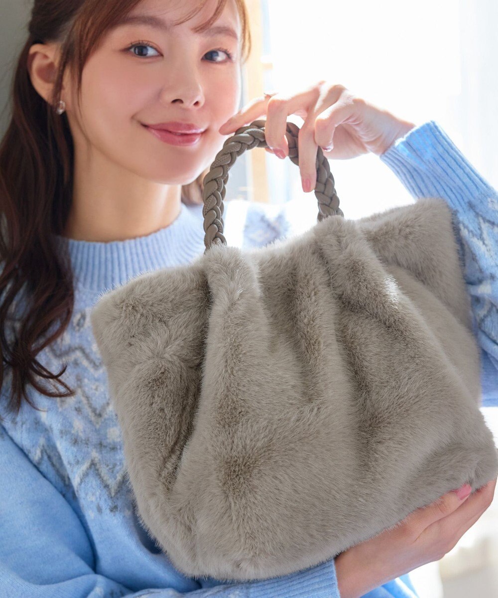 Tiaclasse 三つ編みハンドルファーバッグ 