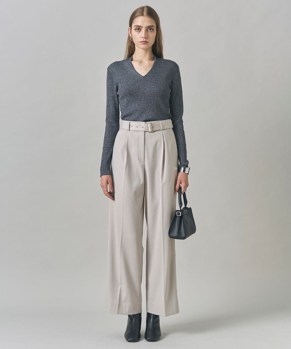 ICB L 【裏起毛】 ウォームサテン ワイドストレートパンツ 