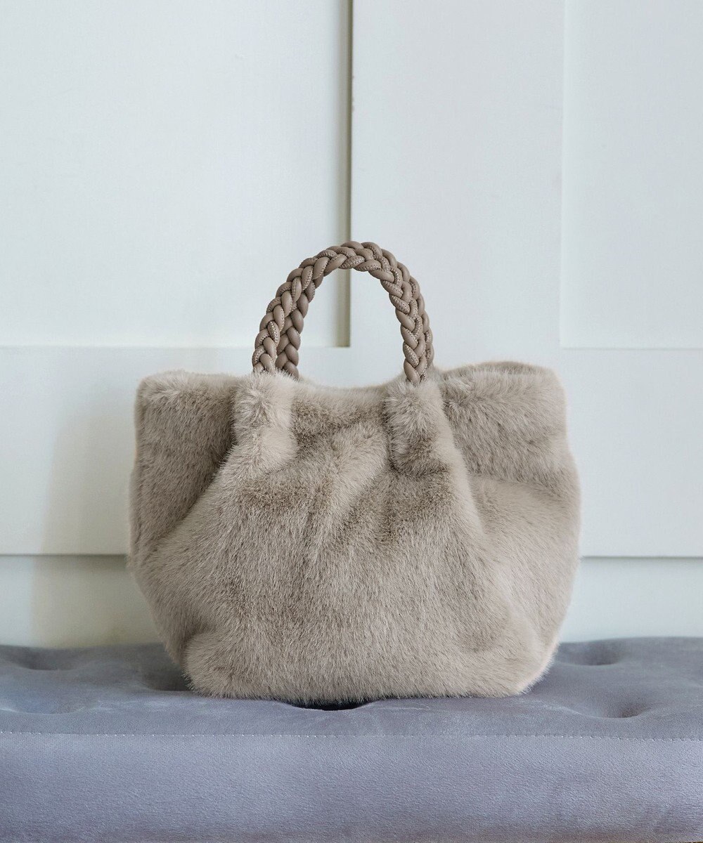 Tiaclasse 三つ編みハンドルファーバッグ 