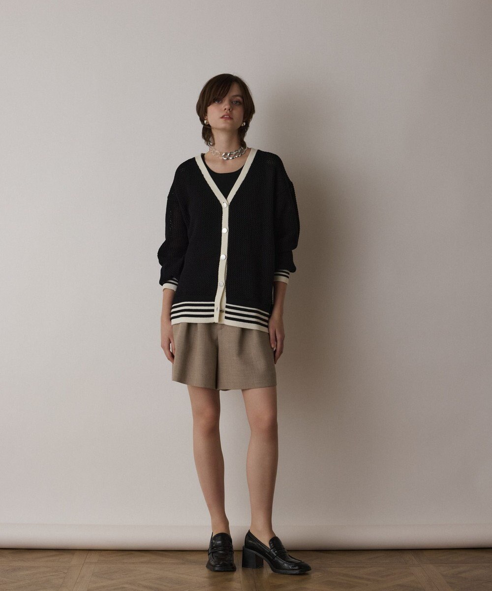 GRACE CONTINENTAL メッシュラインニットカーディガン 