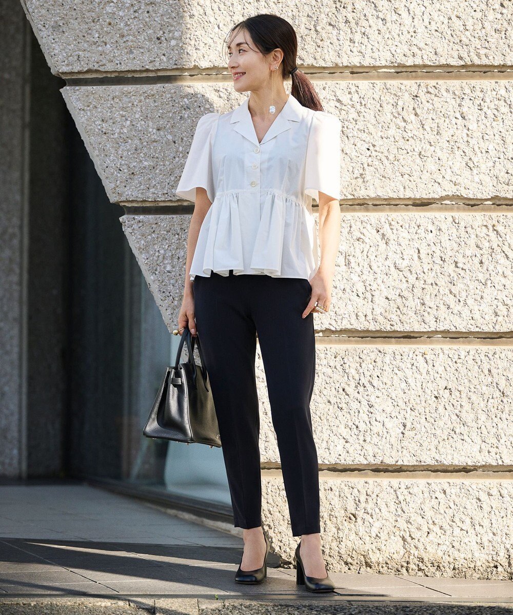 #Newans 【セレモニーにも】オープンカラーペプラムブラウス 