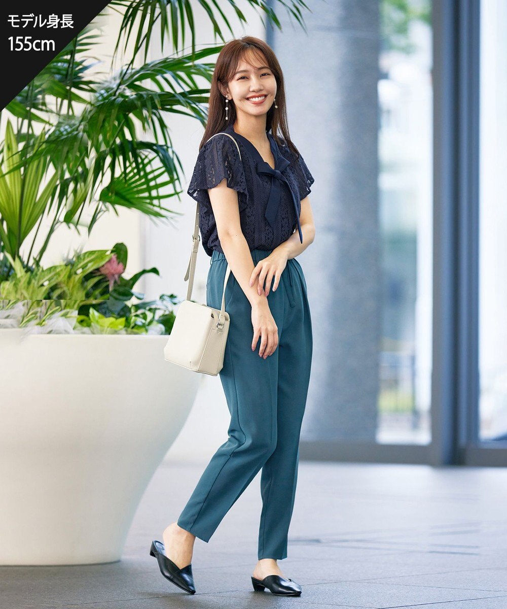 Tiaclasse 【洗える】幅広く活躍が期待できるボウタイレースブラウス 