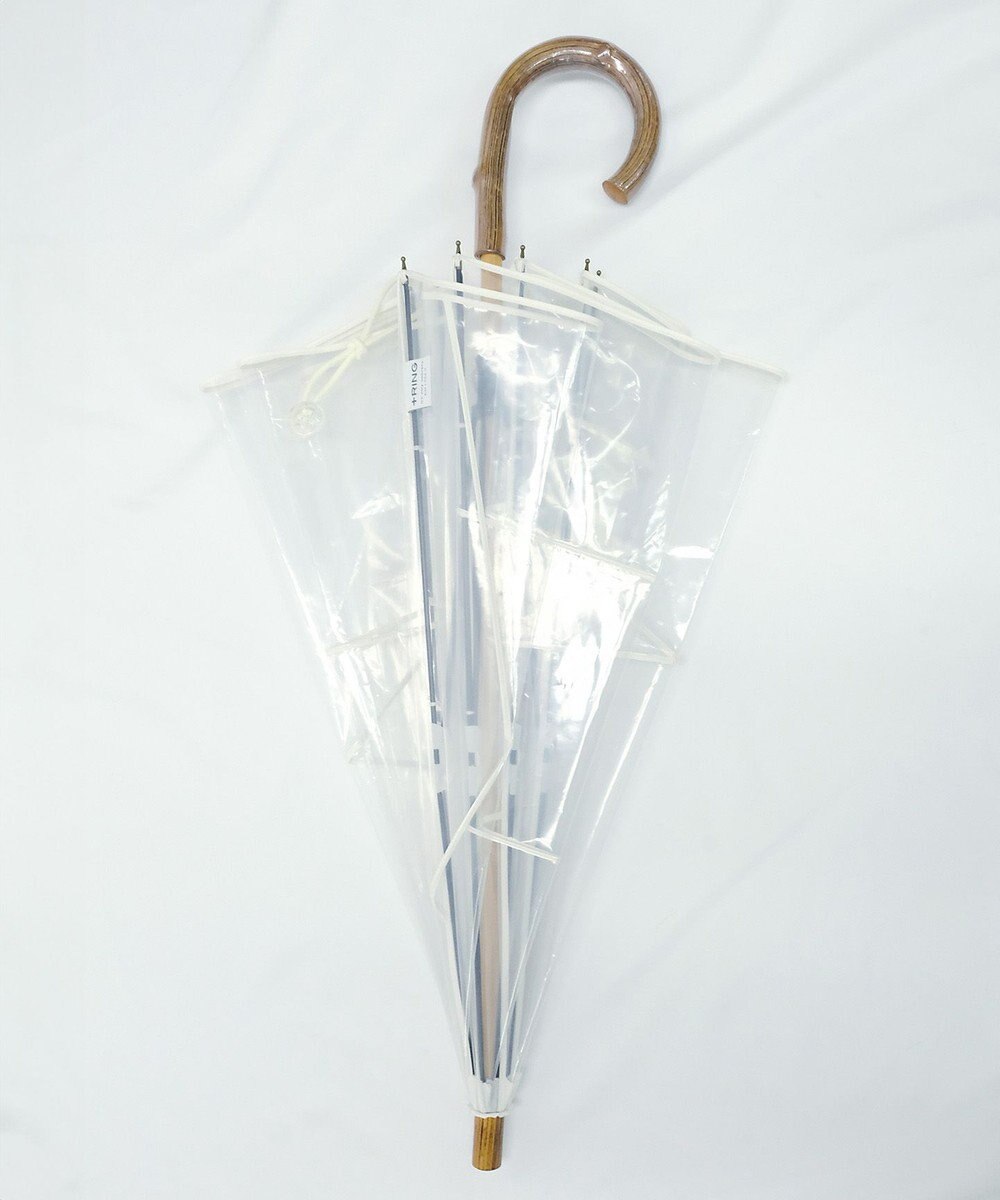 +RING 【プラスリング】【数量限定】 UNISEX 雨傘（長）55cm WHT パッチワークパイピングビニール傘 