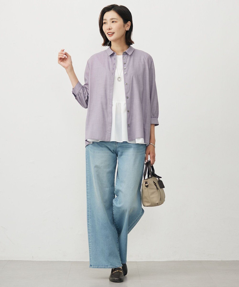 J.PRESS LADIES L 【洗える】ウォッシャブルキュプラツイル シャツ 