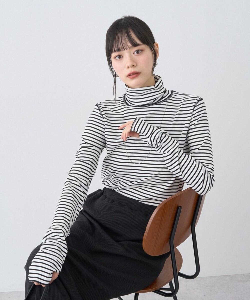 earth music&ecology リブタートルネックプルオーバー 