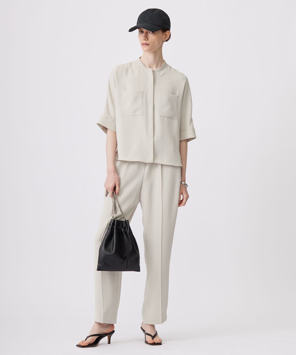 ICB L 【洗える】ライトダブルクロス クロップドシャツ 