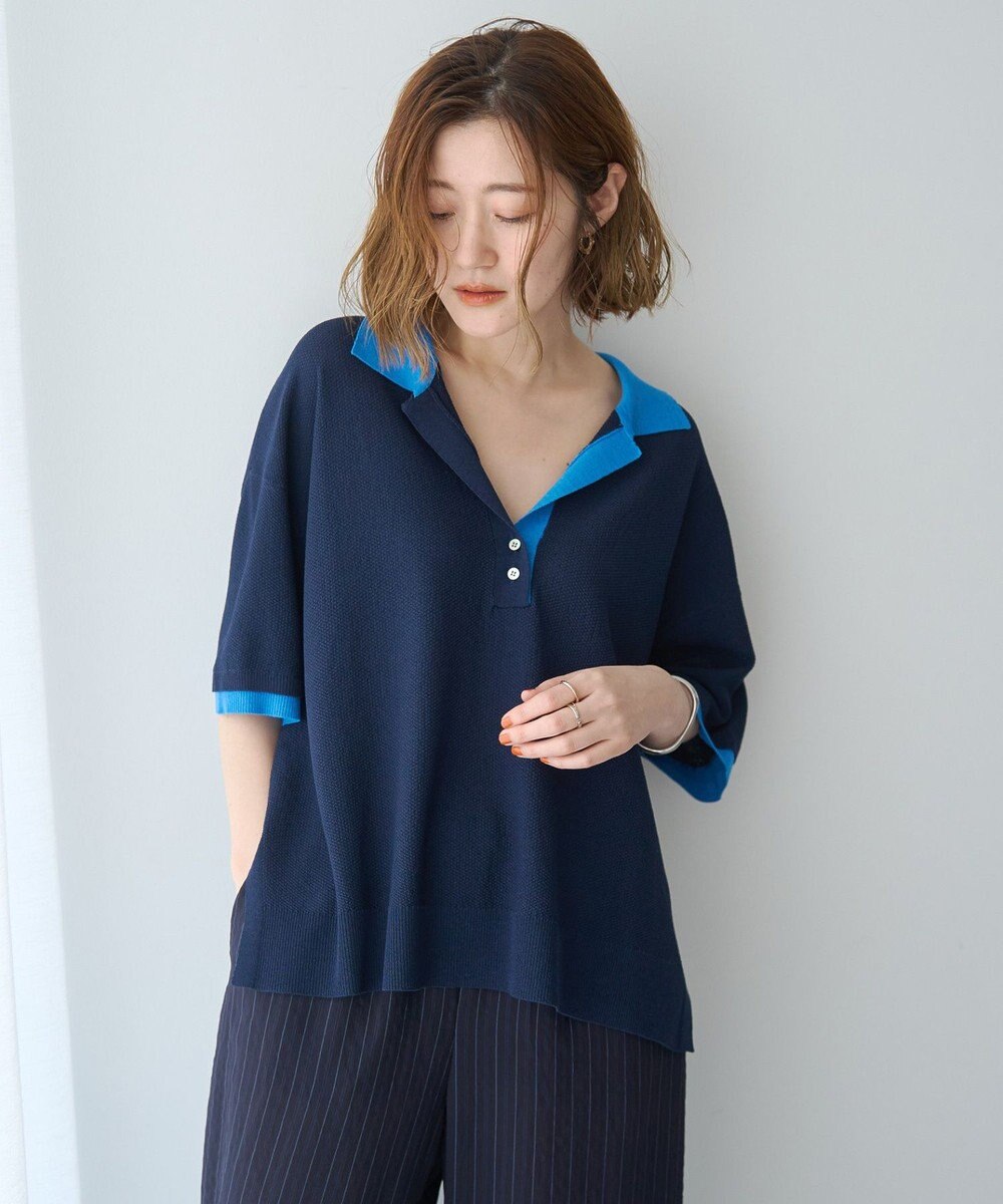 YECCA VECCA 配色ワイドポロニット 