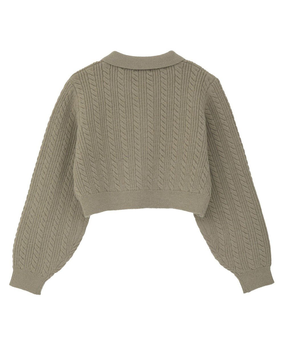 earth music&ecology 襟付きケーブルニットジャケット 