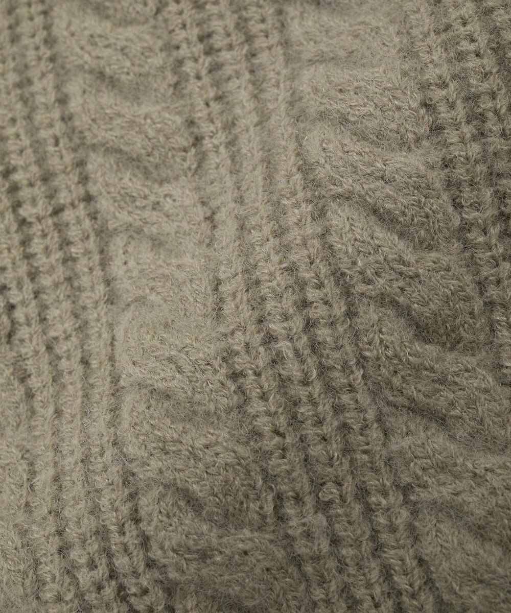 earth music&ecology 襟付きケーブルニットジャケット 