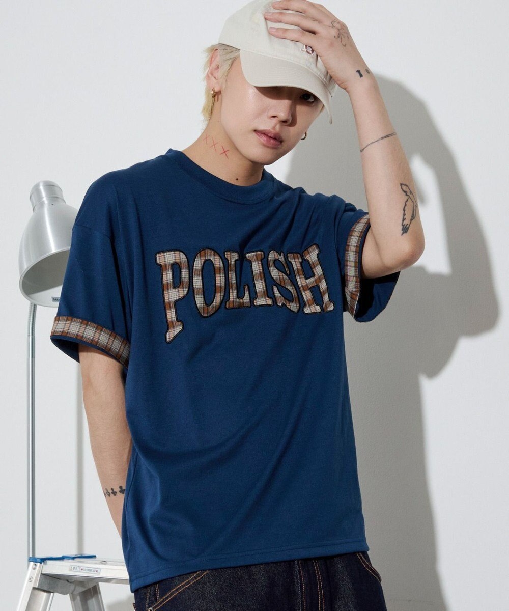 WEGO 【ユニセックス着用ITEM】チェックディテールロゴT（SS） 