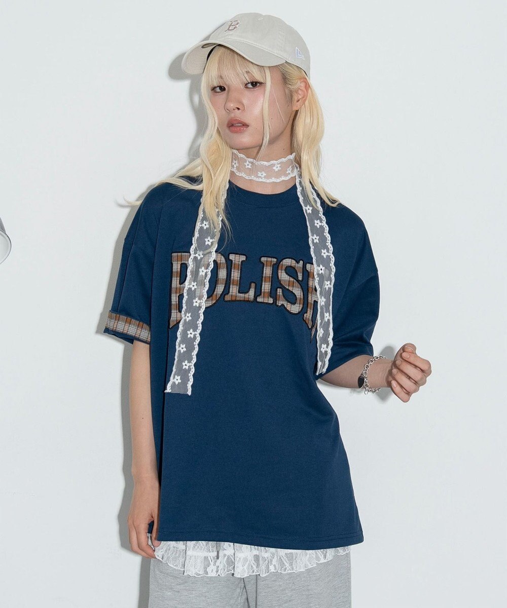 WEGO 【ユニセックス着用ITEM】チェックディテールロゴT（SS） 