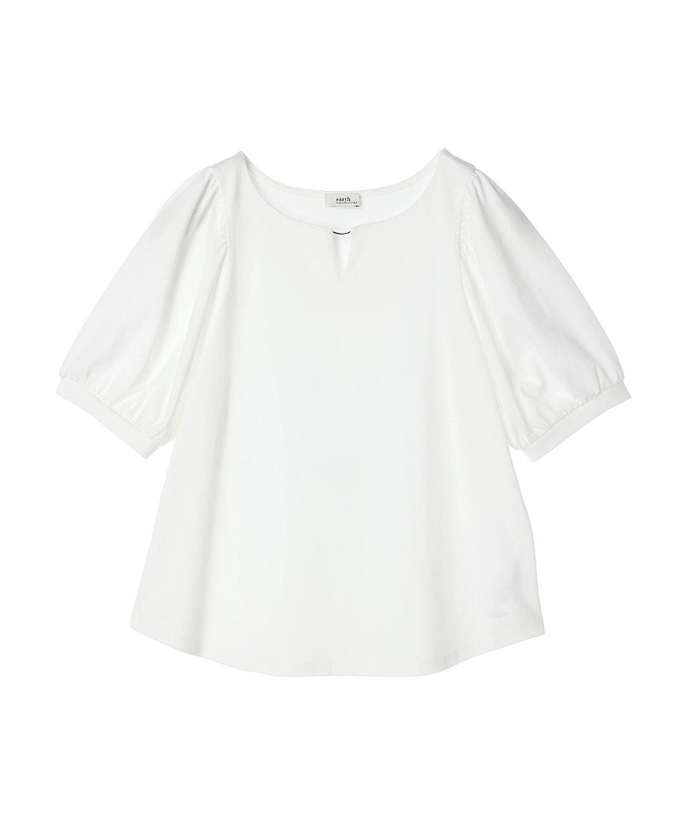 earth music&ecology パフスリーブキラリポイントプルオーバー 