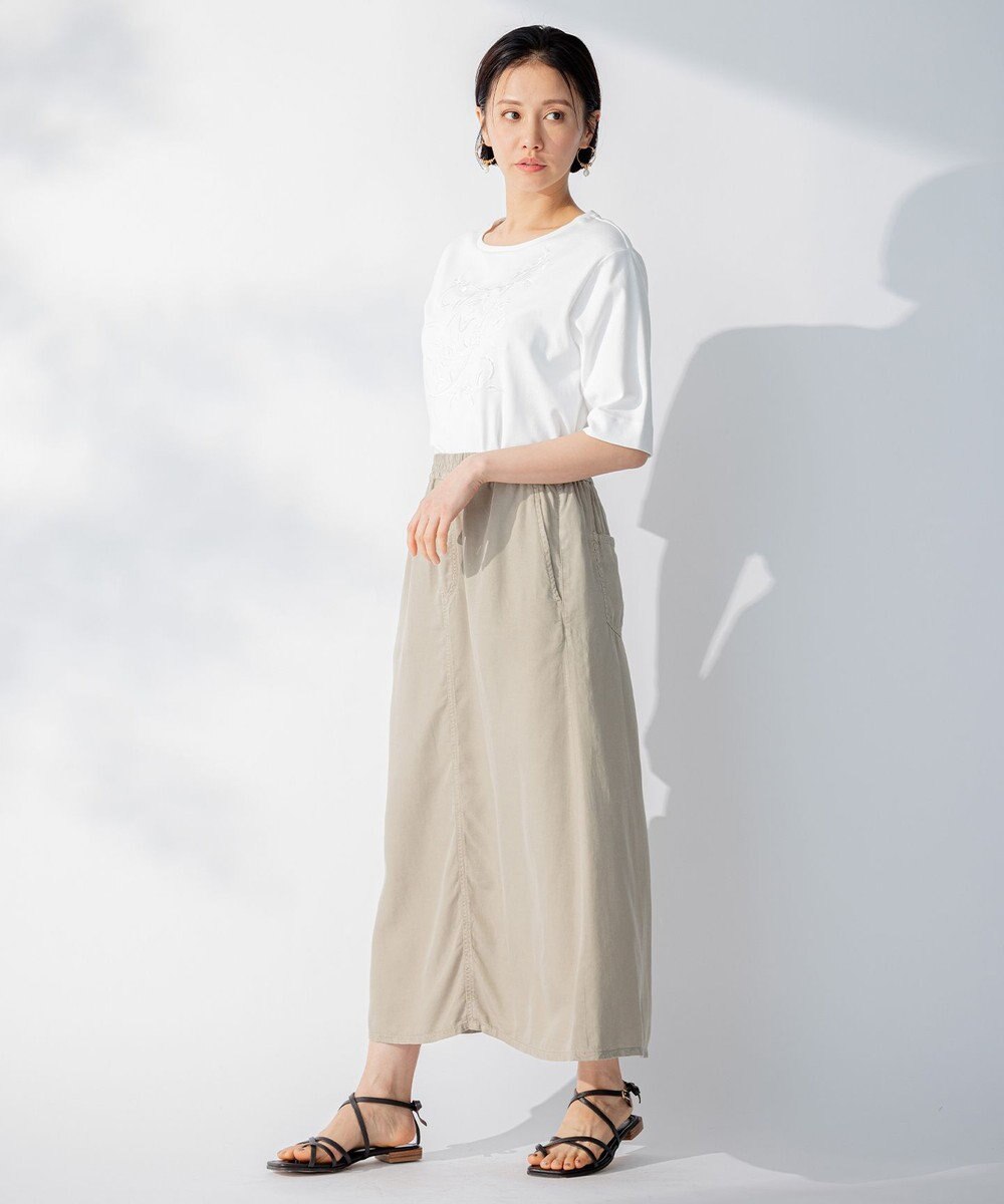 自由区 L 【セット可/洗える】テンセルデニム ロングスカート 