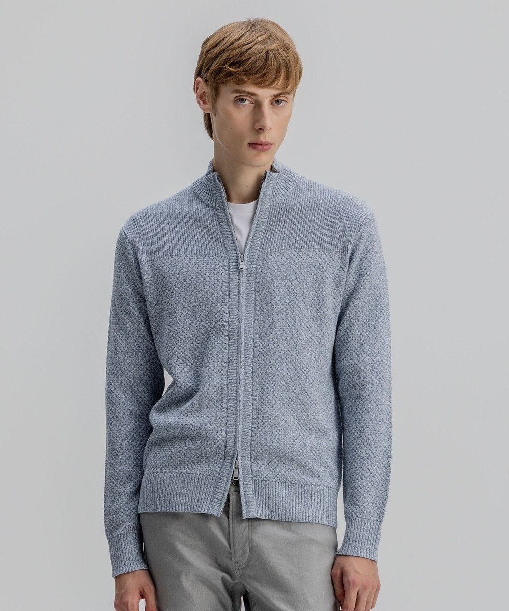 JOSEPH HOMME シルクバルキーハニカム　ジップアップニット 