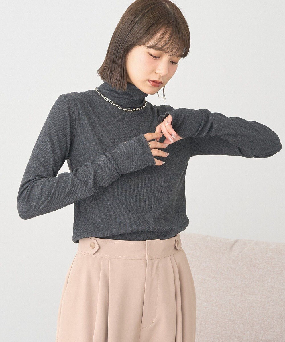 earth music&ecology リブタートルネックプルオーバー 