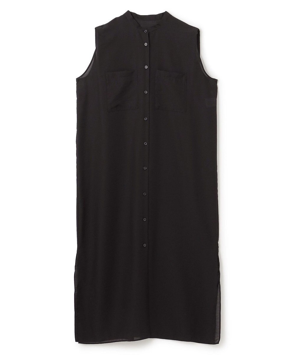 UNFILO シアーサテン ロングシャツワンピース 