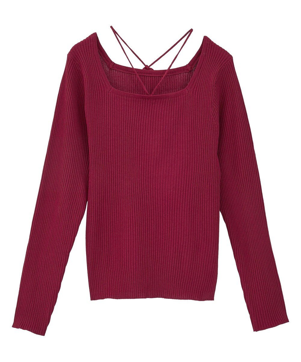 earth music&ecology 【洗濯機洗い可】スクエアホルターネックリブプルオーバー 