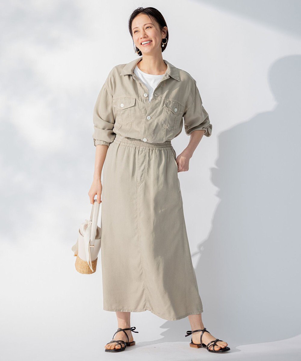 自由区 L 【セット可/洗える】テンセルデニム ロングスカート 