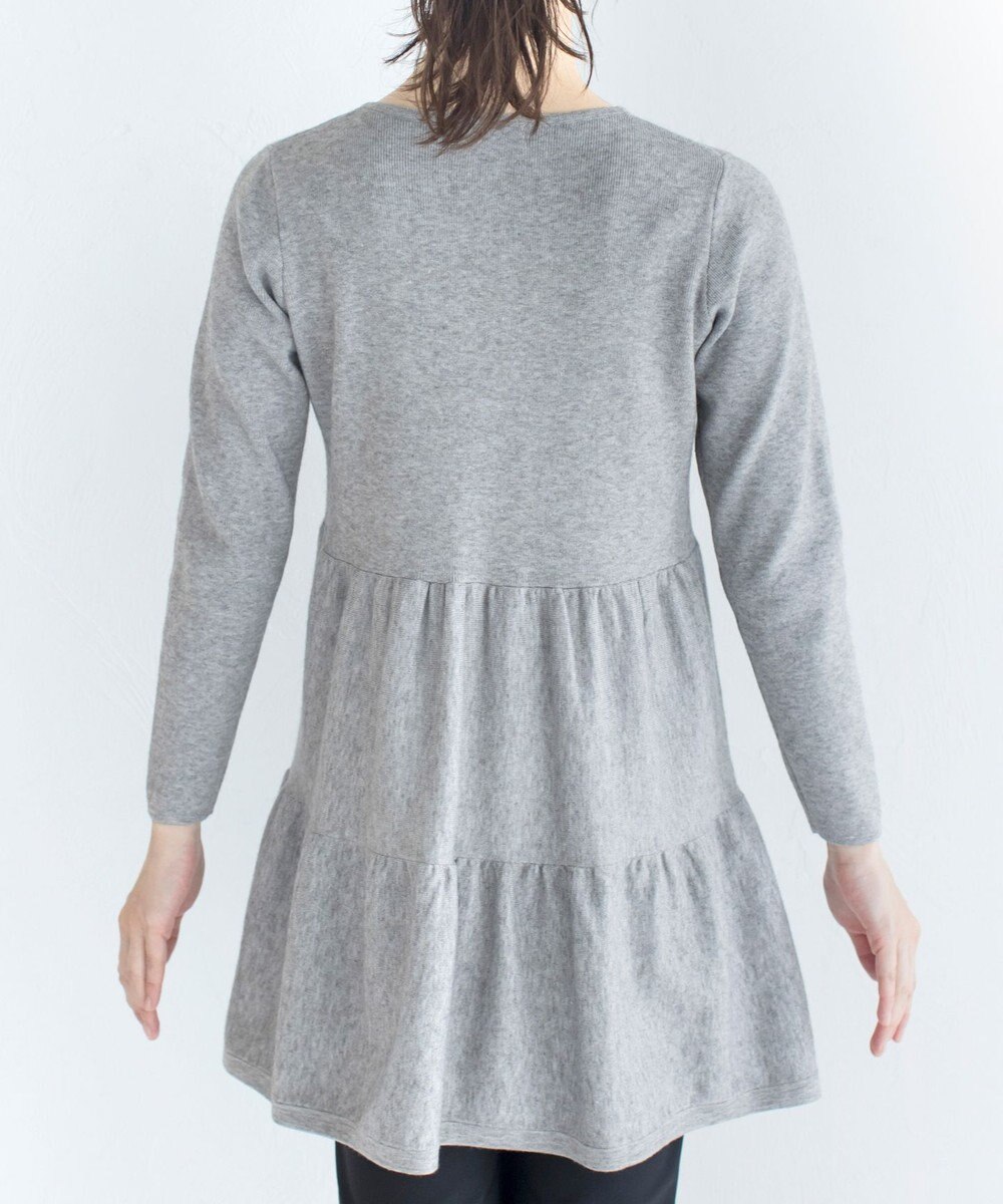 Tiaclasse L 【洗える】大人華やぐ2段ティアードニットチュニック 