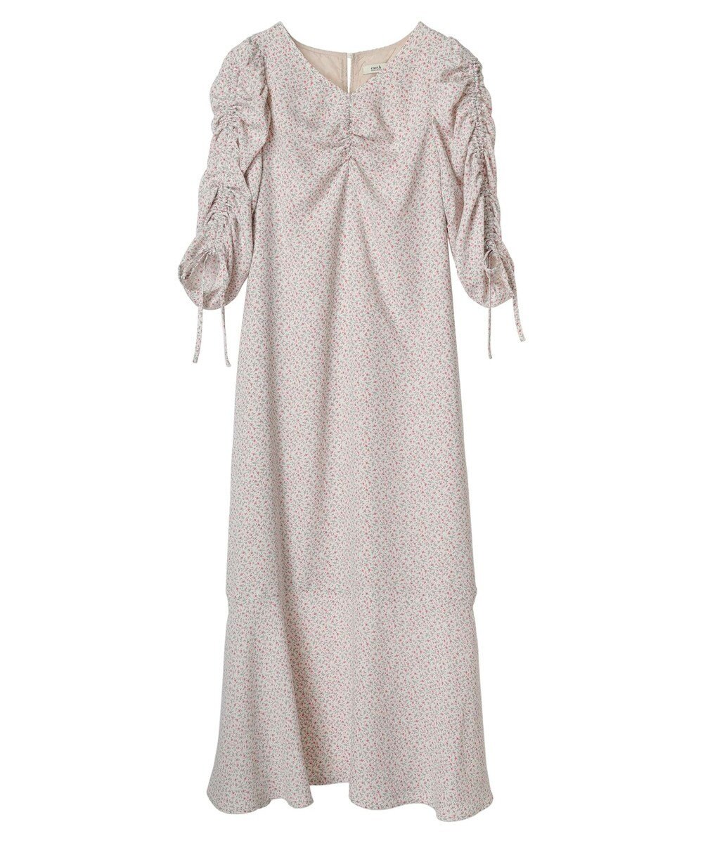 earth music&ecology 袖ドロストフラワーワンピース 