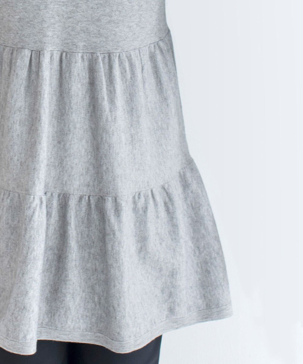 Tiaclasse L 【洗える】大人華やぐ2段ティアードニットチュニック 