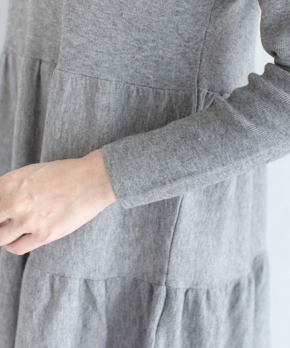 Tiaclasse L 【洗える】大人華やぐ2段ティアードニットチュニック 