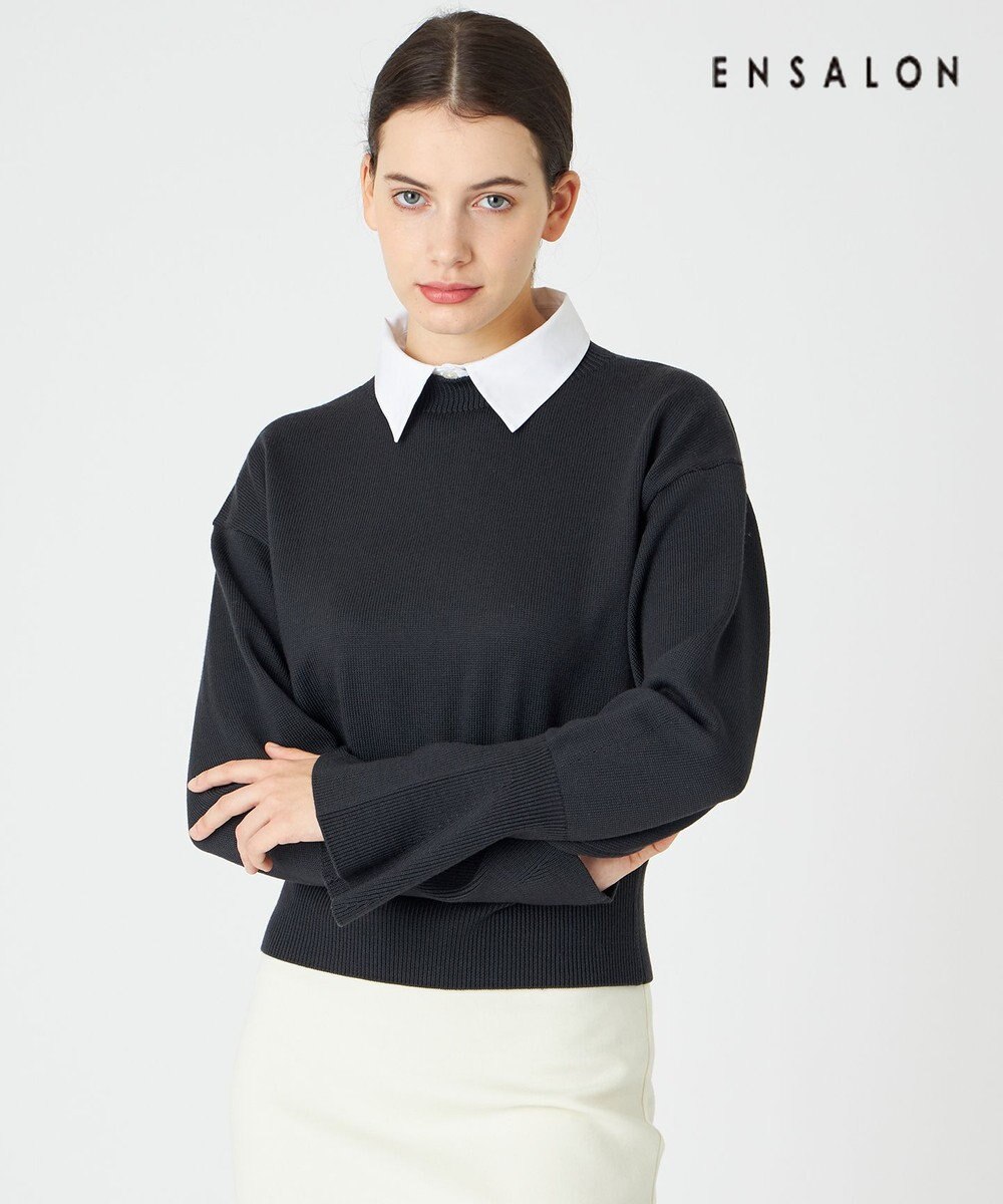 BEIGE， 【WEB限定】AMBRE / シャツカラー付きニット 