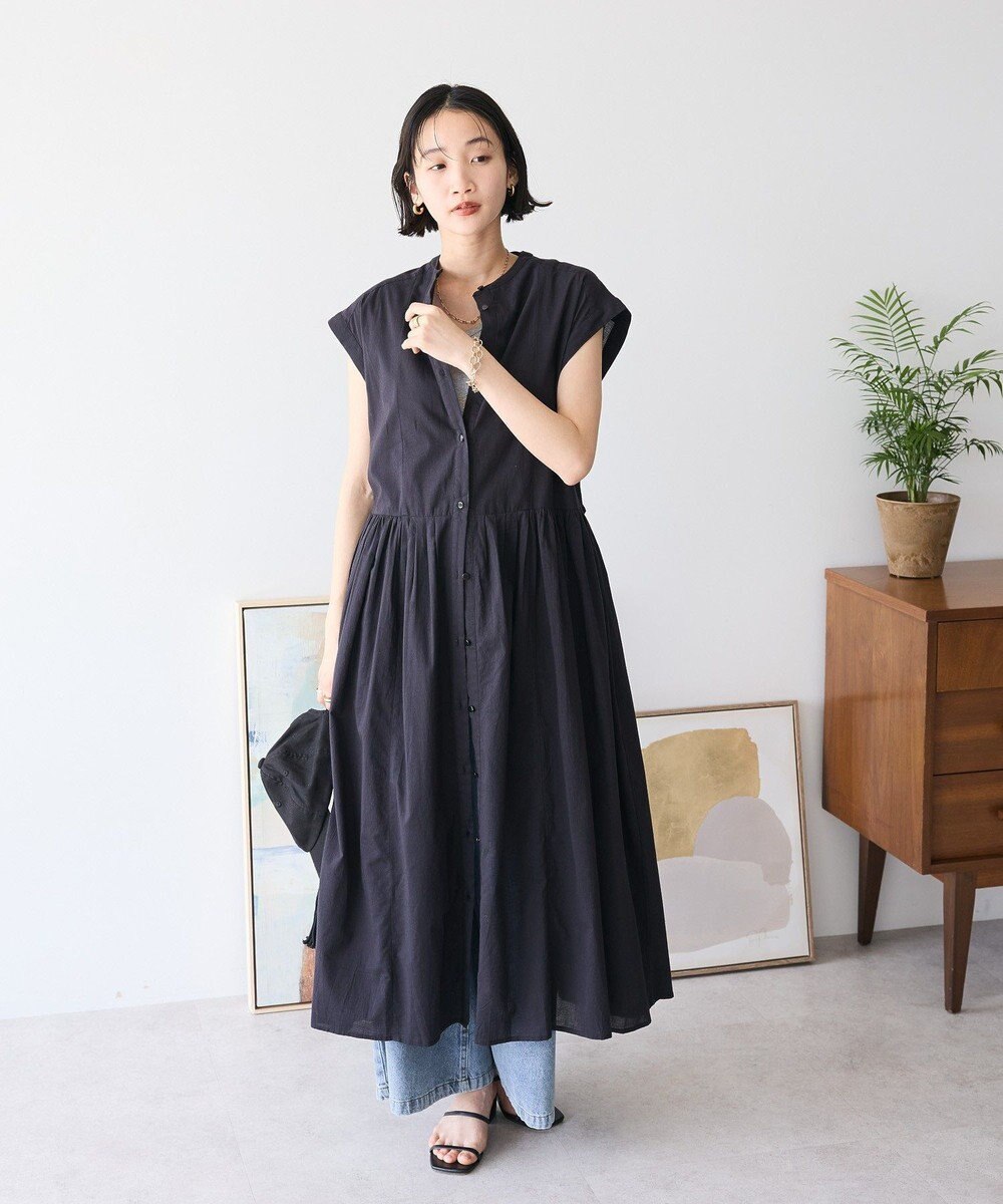 CRAFT STANDARD BOUTIQUE インド綿フレンチスリーブワンピース 