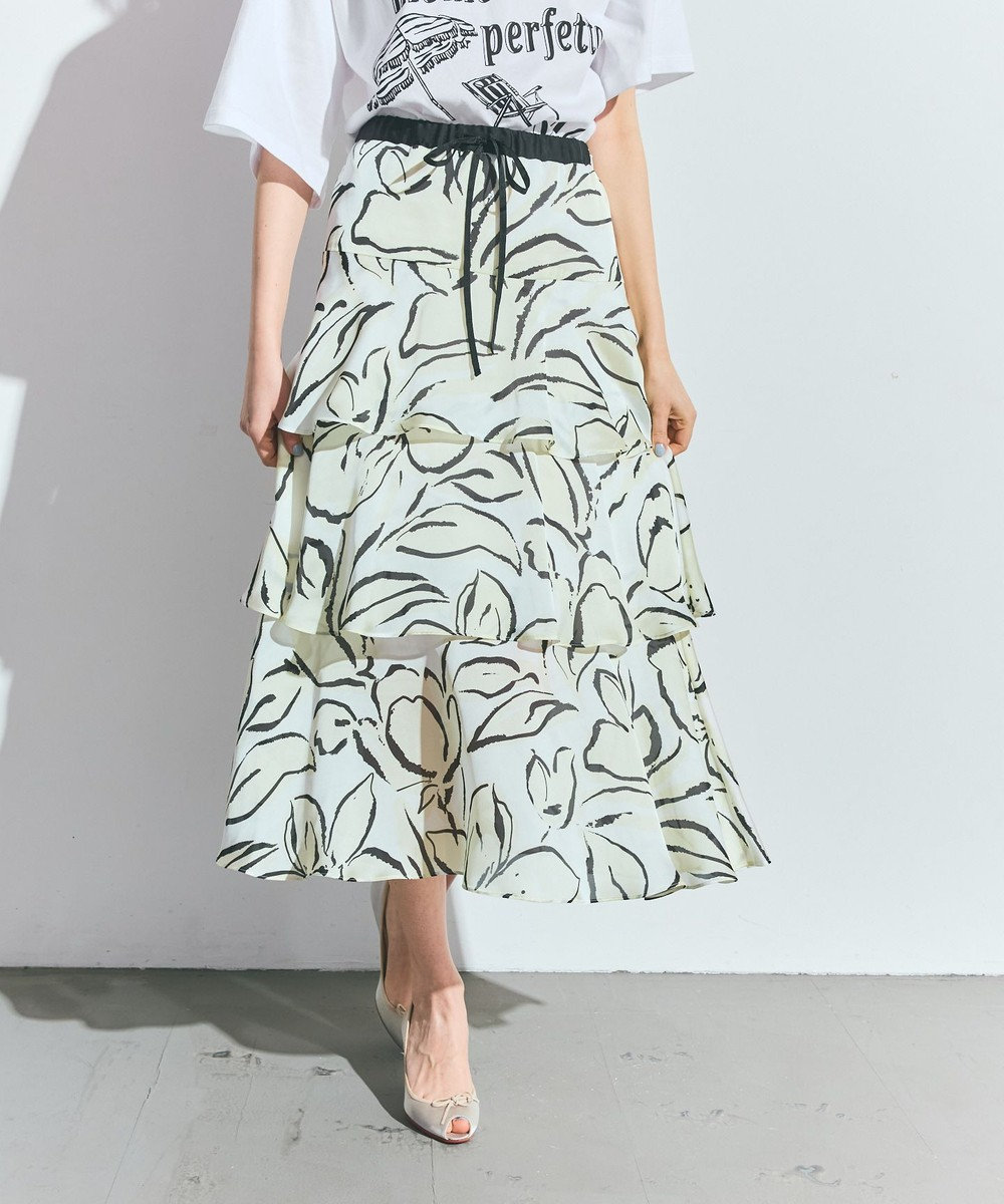 GRACE CONTINENTAL プリントレイヤードスカート 