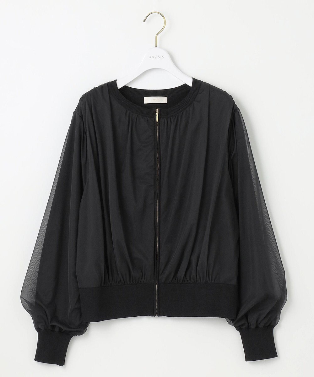 ANY SIS 【洗える】チュールレイヤードニット ブルゾン 