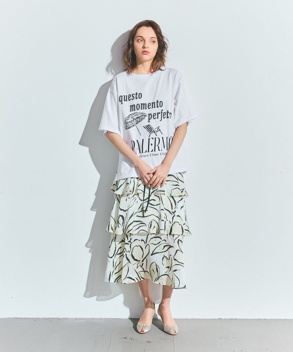 GRACE CONTINENTAL プリントレイヤードスカート 