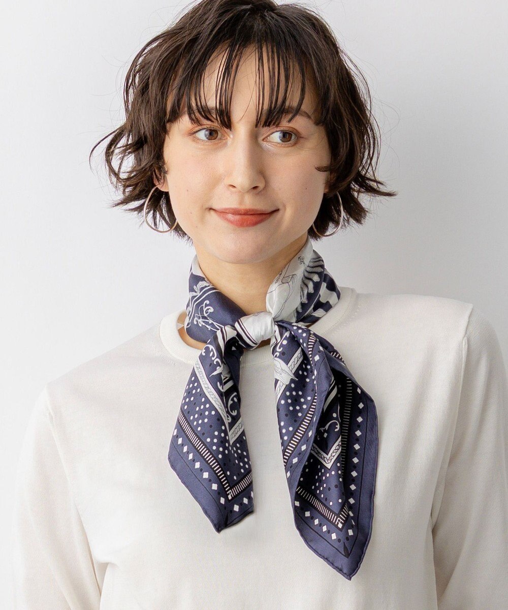 23区 manipuri  バルーンバンダナプリント シルク スカーフ 