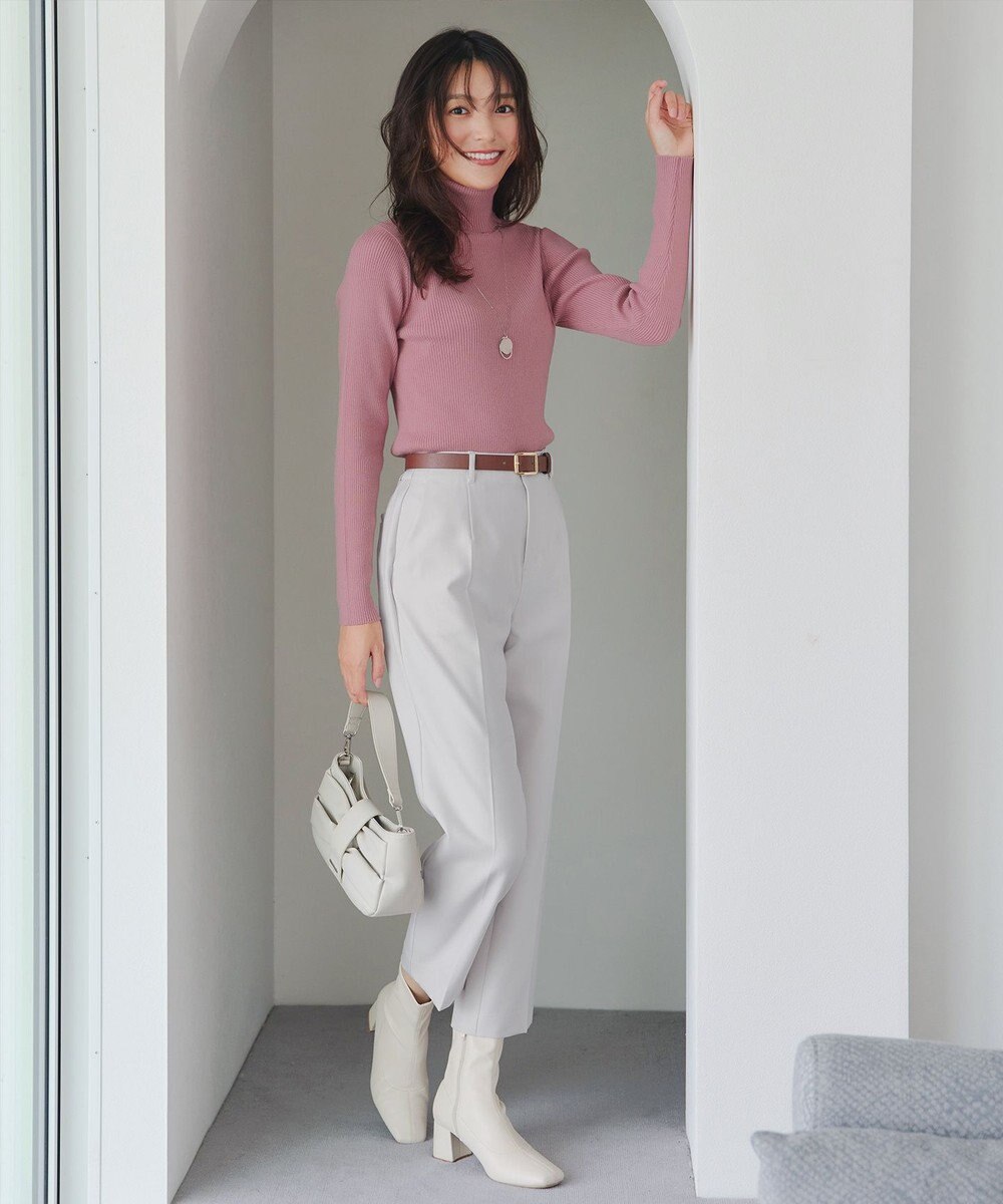 Tiaclasse L 【新色追加・洗える】リブタートルニット 