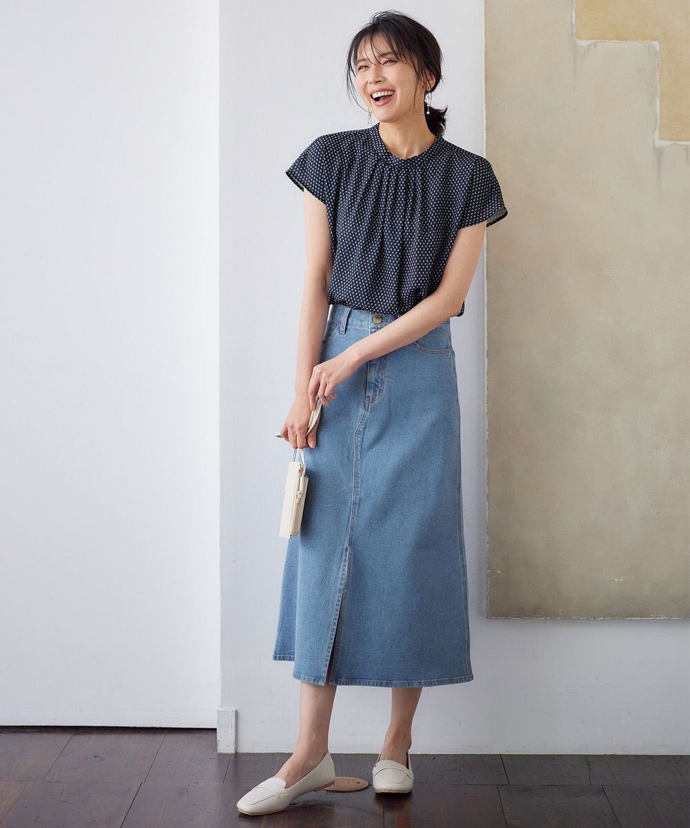 ANY 【洗濯機可能/ストレッチ】フロントスリットデニムスカート 