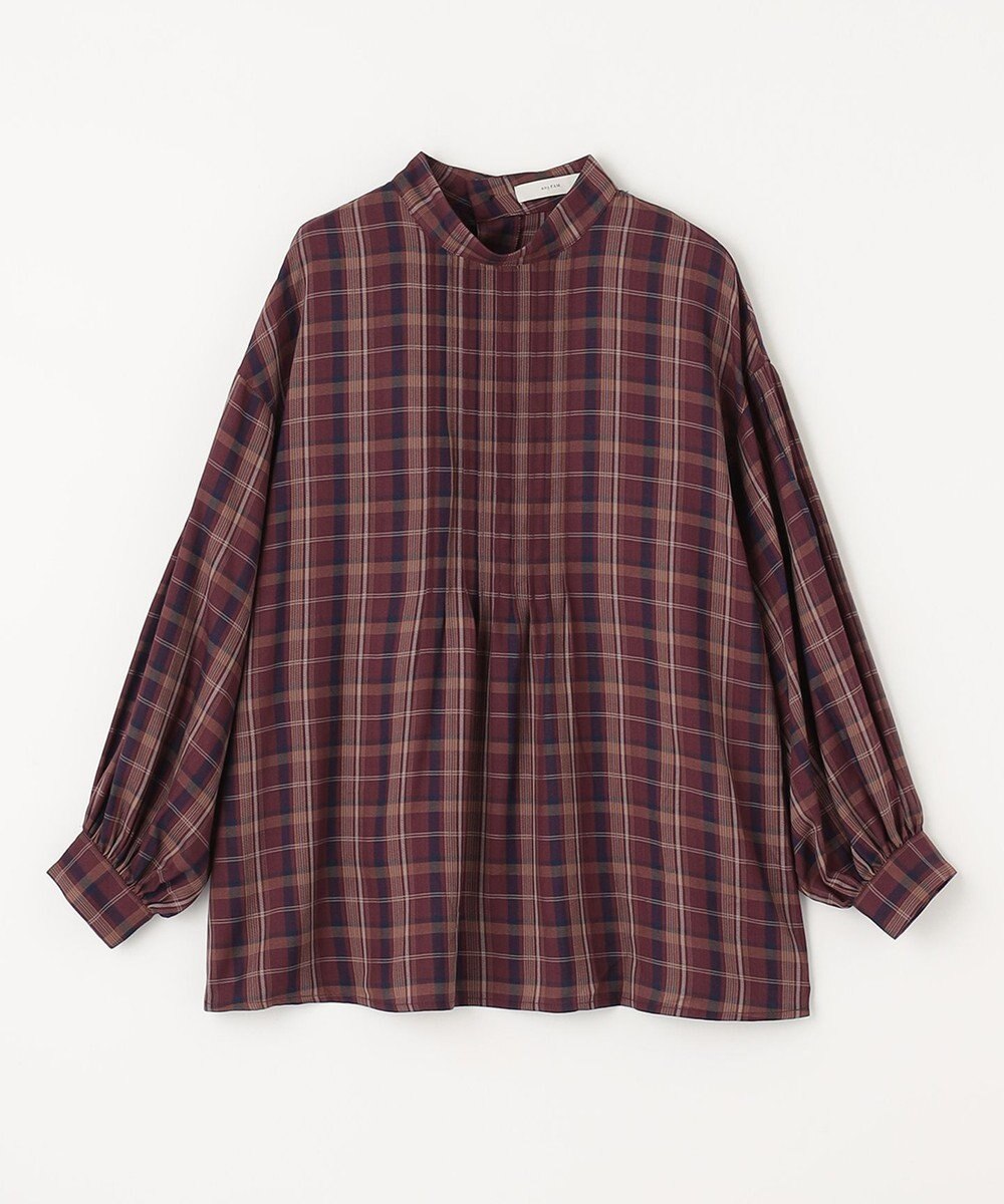 ANY 【洗える】ピンタックチェックブラウス 