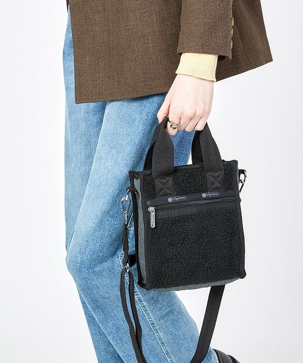 LeSportsac DENIM MINI N/S TOTE/ブラックデニム/ブラックシェルパ 