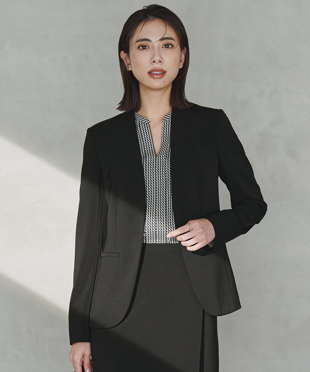 ICB 【防シワ・速乾・洗える】Fied ノーカラージャケット 