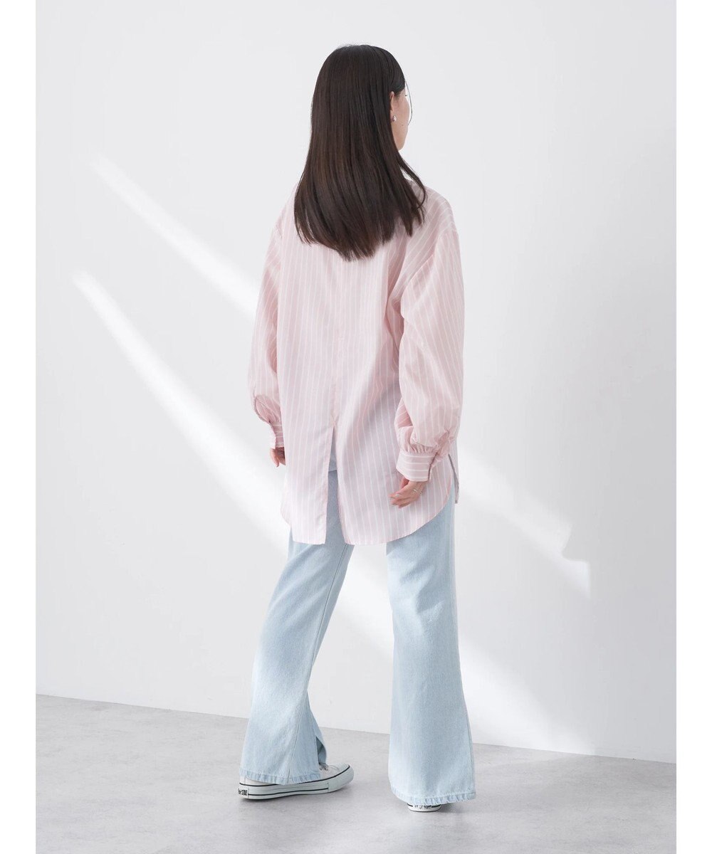 earth music&ecology バンドカラーストライプシャツ 