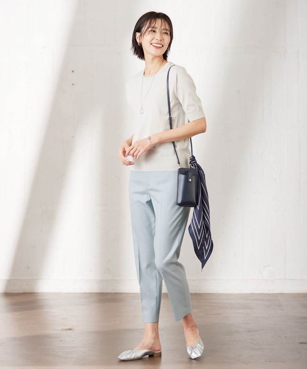 J.PRESS LADIES 【洗える】シャークスキン テーパード パンツ 