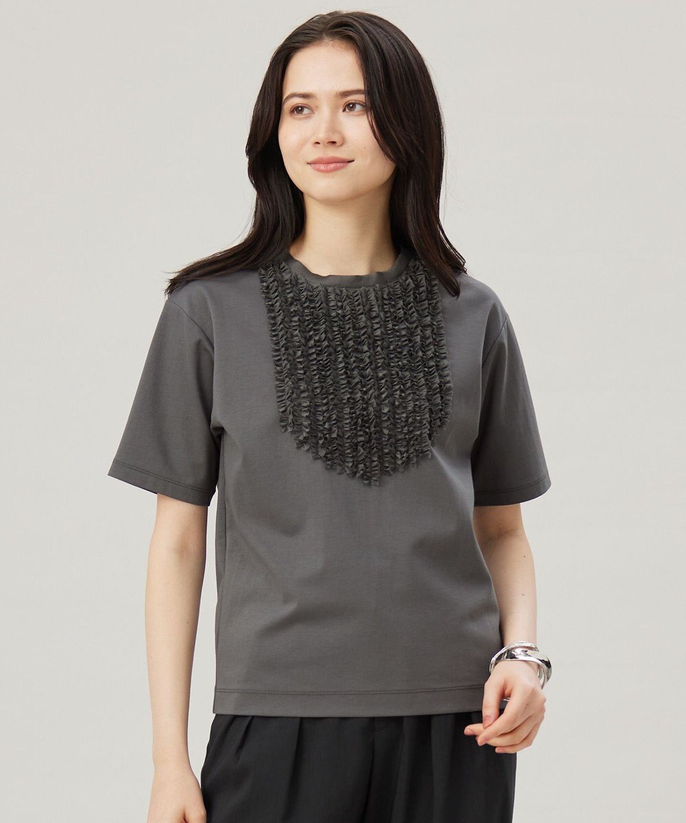 自由区 L 【接触冷感・UVカット・洗える】ベビーフリル Tシャツ 