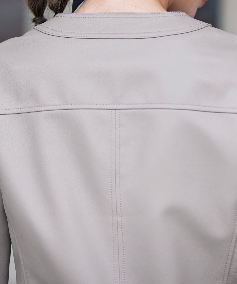 Tiaclasse L 【本革】ノーカラーシープレザージャケット 