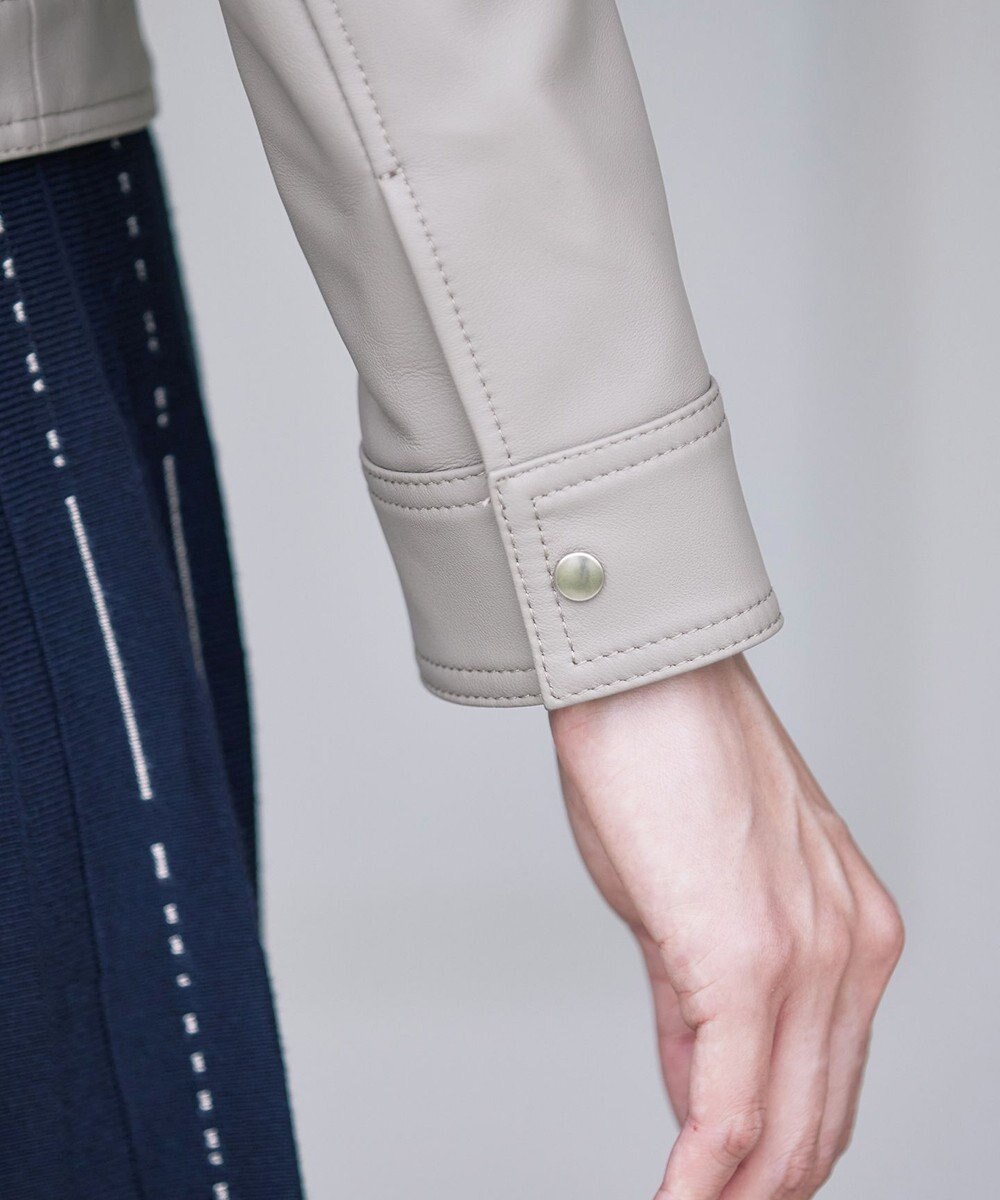 Tiaclasse L 【本革】ノーカラーシープレザージャケット 