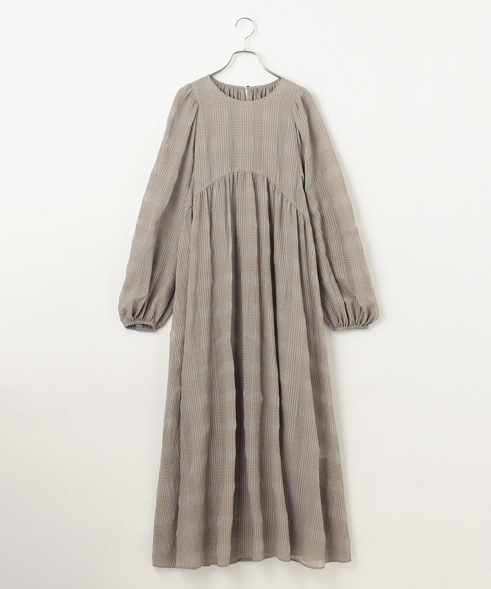 #Newans シアーチェックボリュームワンピース 