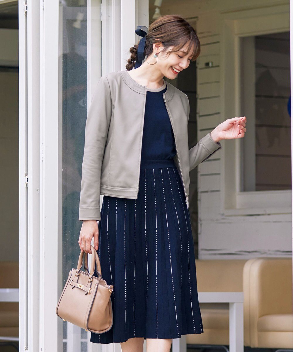 Tiaclasse L 【本革】ノーカラーシープレザージャケット 