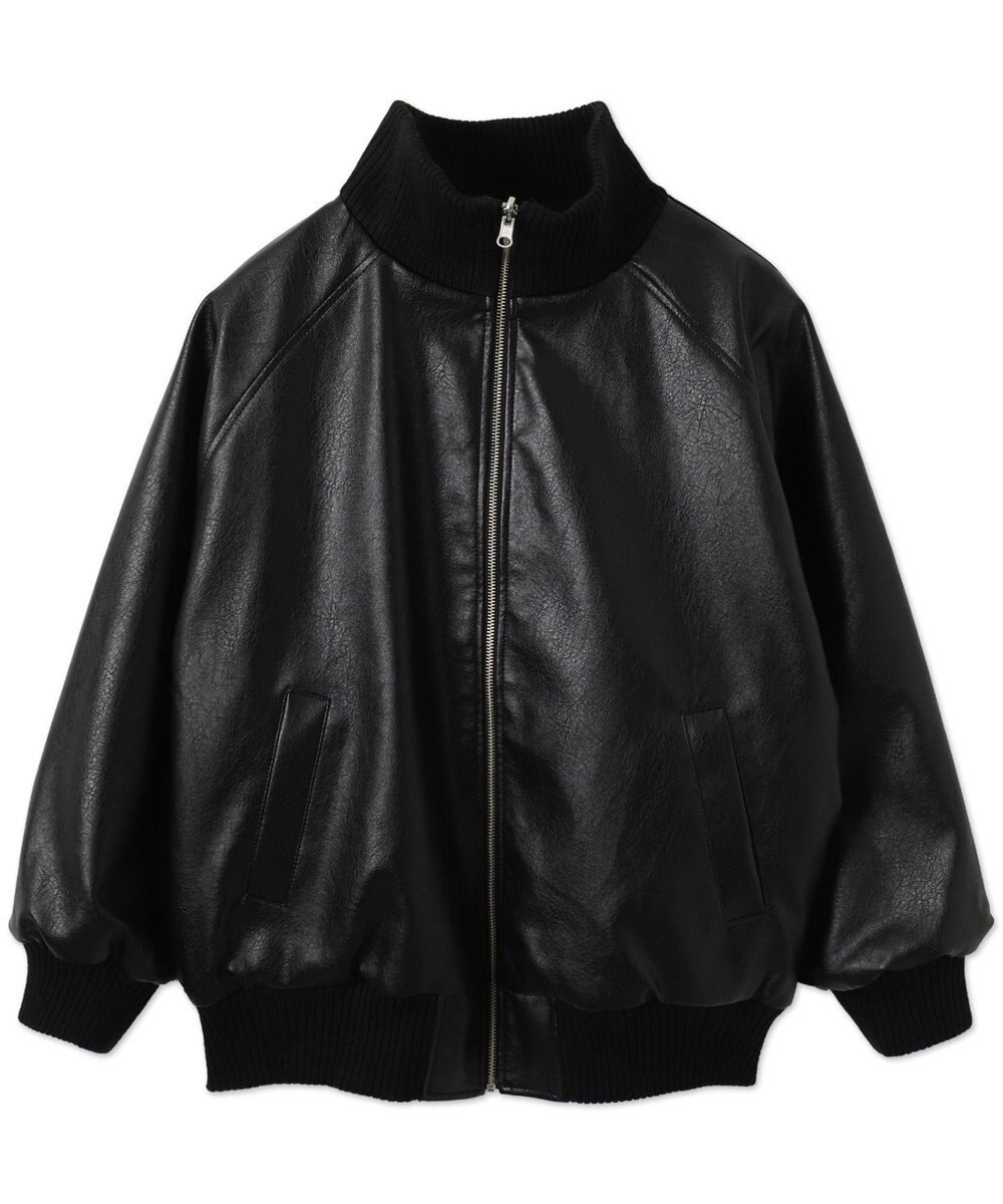 WEGO ヴィンテージライクFレザーRVブルゾン 