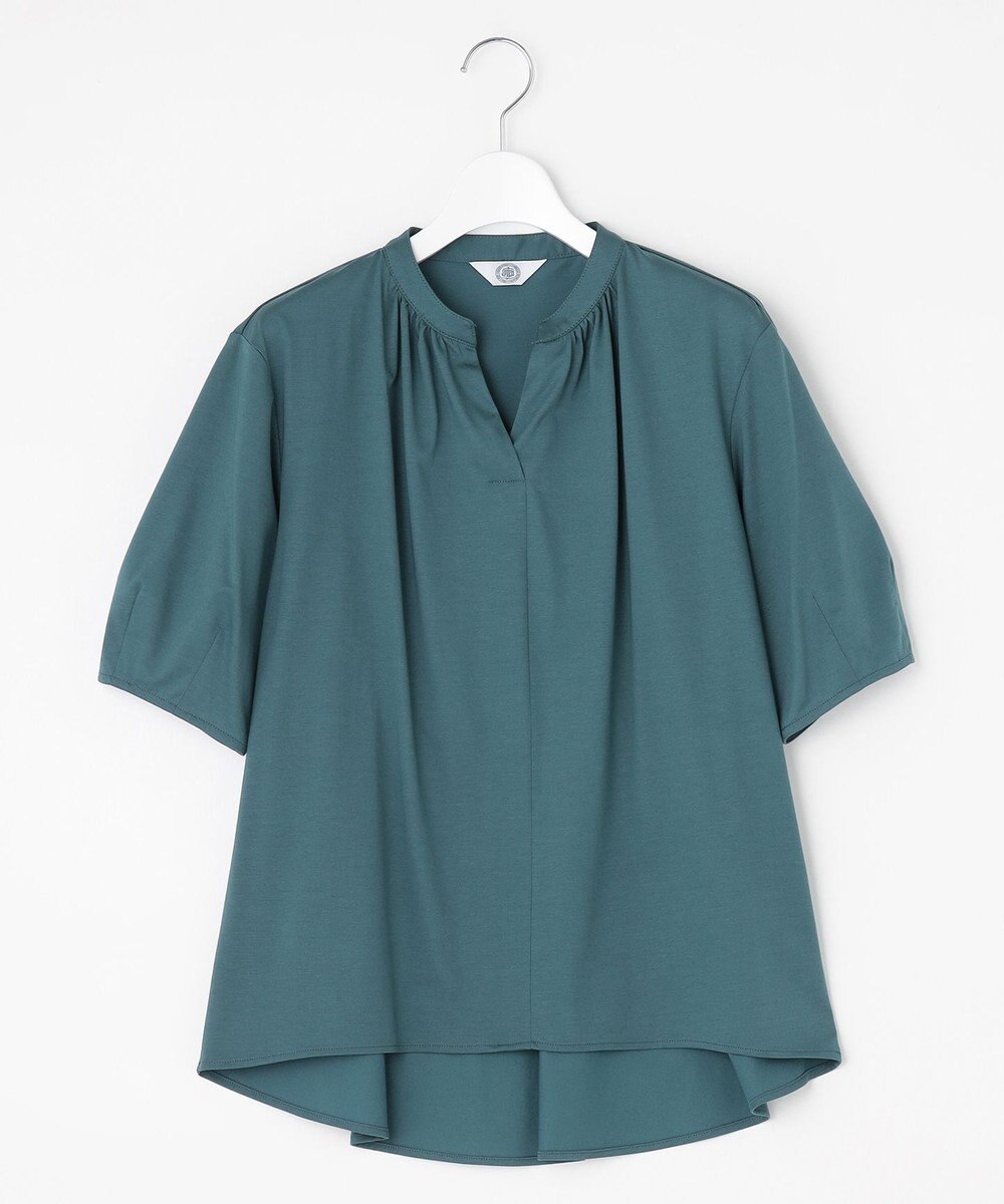 J.PRESS LADIES 【接触冷感】プレーティングジャージー ペプラム カットソー 