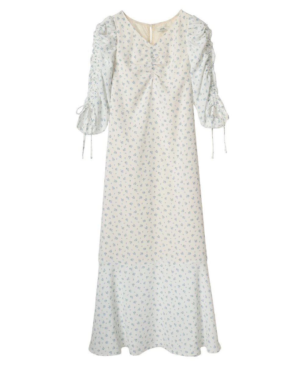 earth music&ecology 袖ドロストフラワーワンピース 