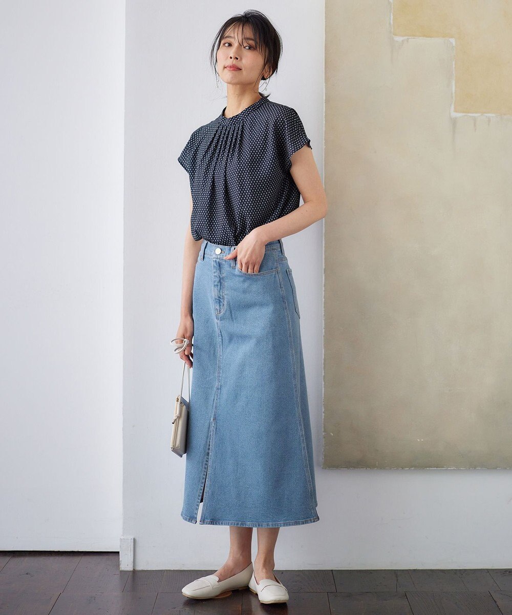 ANY 【洗濯機可能/ストレッチ】フロントスリットデニムスカート 